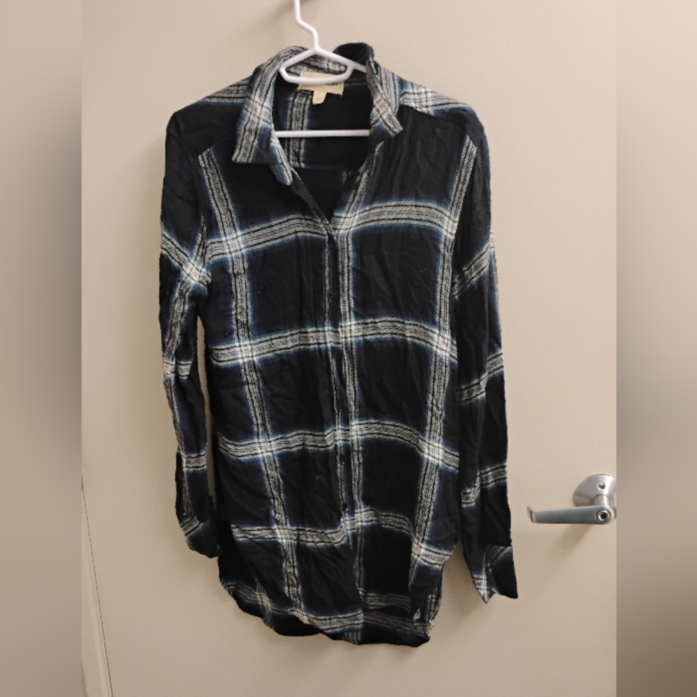 Cloth & Stone Button Down Plaid Flannel Shirt Sz XS